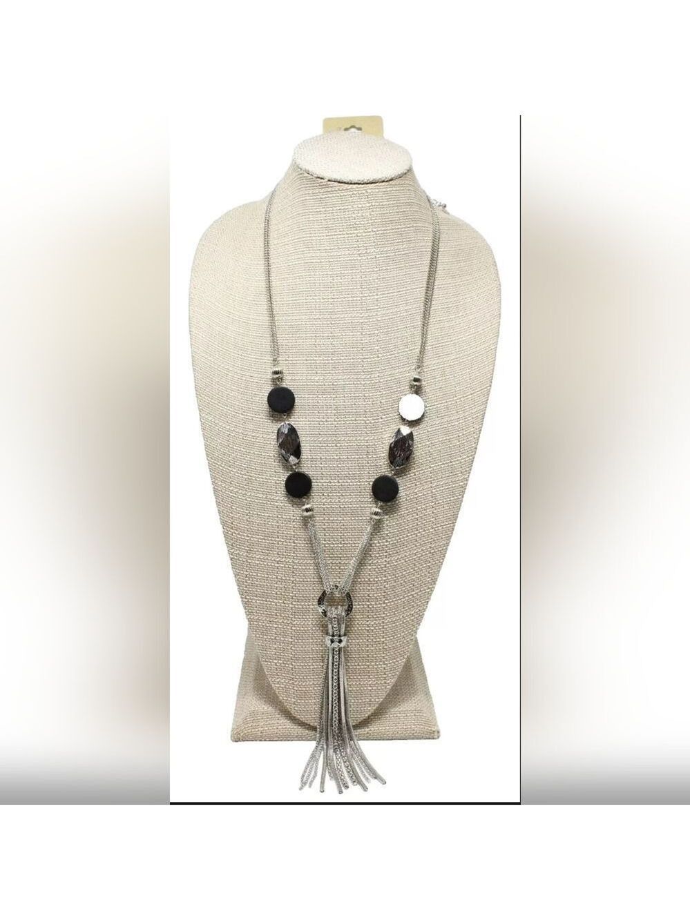 Erica Lyons Long Silver Tassel Pendant Necklace NWT 30"